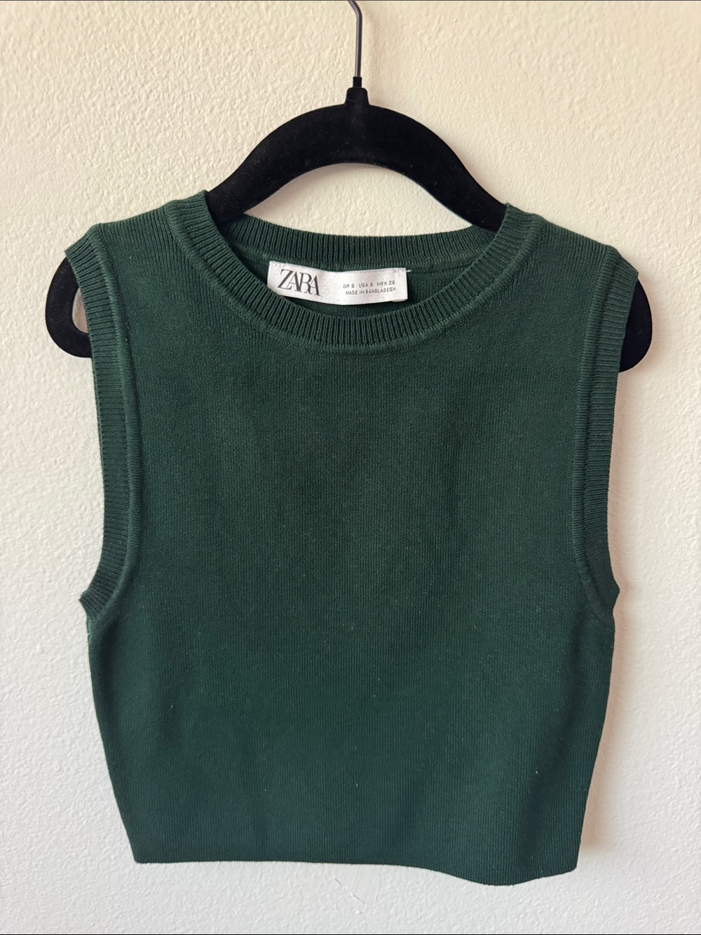 Zara Dark Green Sleeveless Knit Top